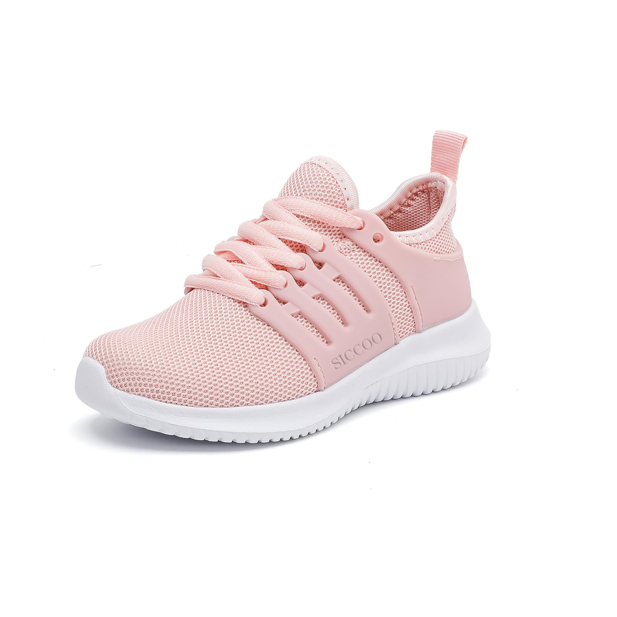 SICCOO Girls Lightweight Lace‑Up Sneakers, Running Walking Tennis Sports Shoes for Toddler / Little Kid