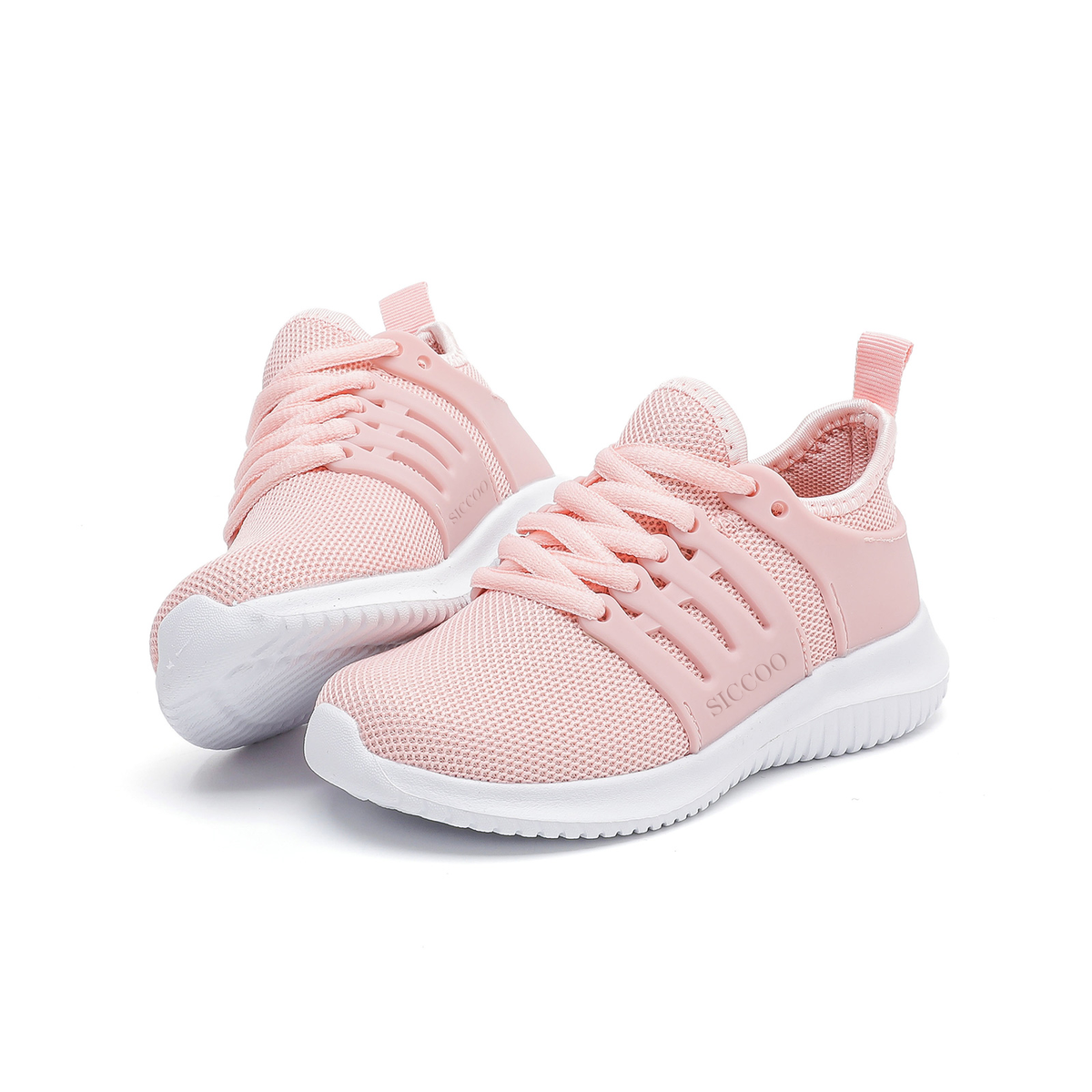 SICCOO Girls Lightweight Lace‑Up Sneakers, Running Walking Tennis Sports Shoes for Toddler / Little Kid